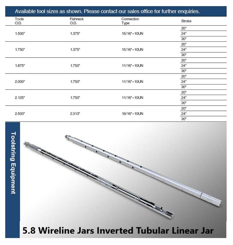 5.8 Wireline Jars Inverted Tubular Linear Jar