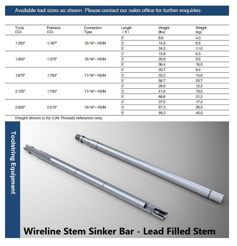 Wireline Stem Sinker Bar 4.2 Lead Filled Stem