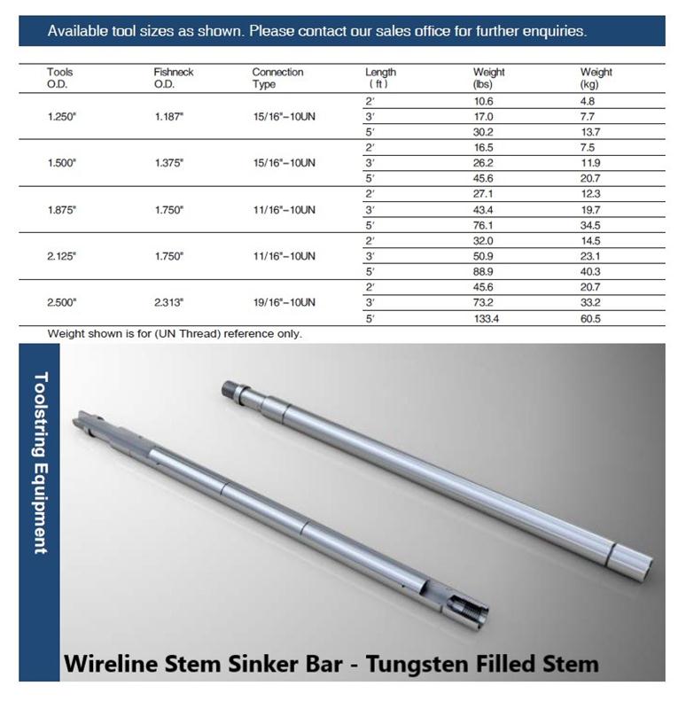 Wireline Stem Sinker Bar 4.3 Tungsten Filled Stem