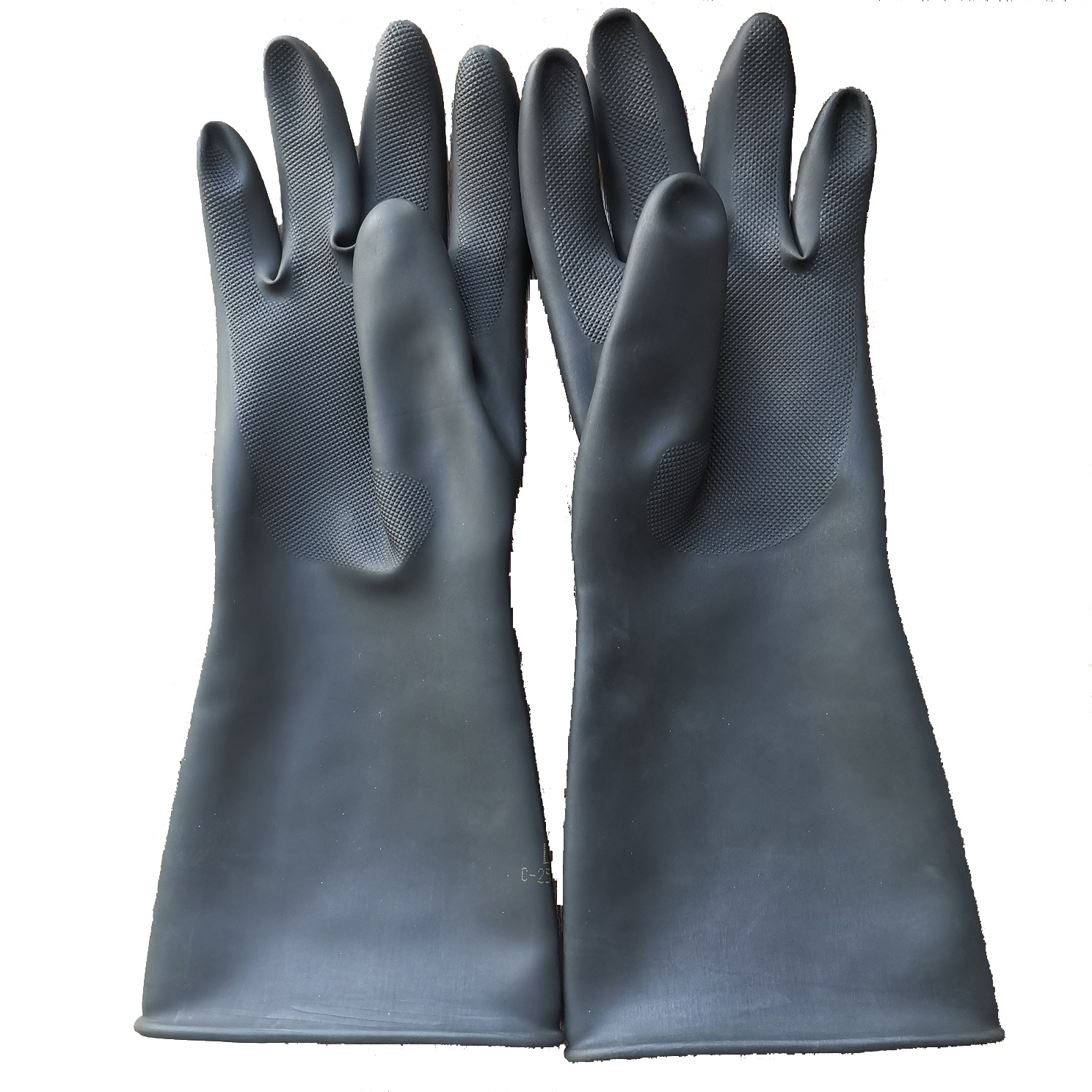 Black industrial rubber gloves