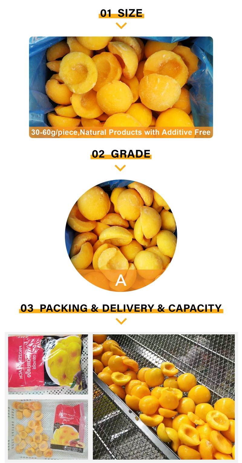 2014 Crop prefer Chinese Frozen IQF yellow peach halves